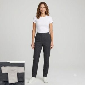H&M Trousers Women Size S Grey Glen Check Plaid High Rise Slim Tapered Pants
